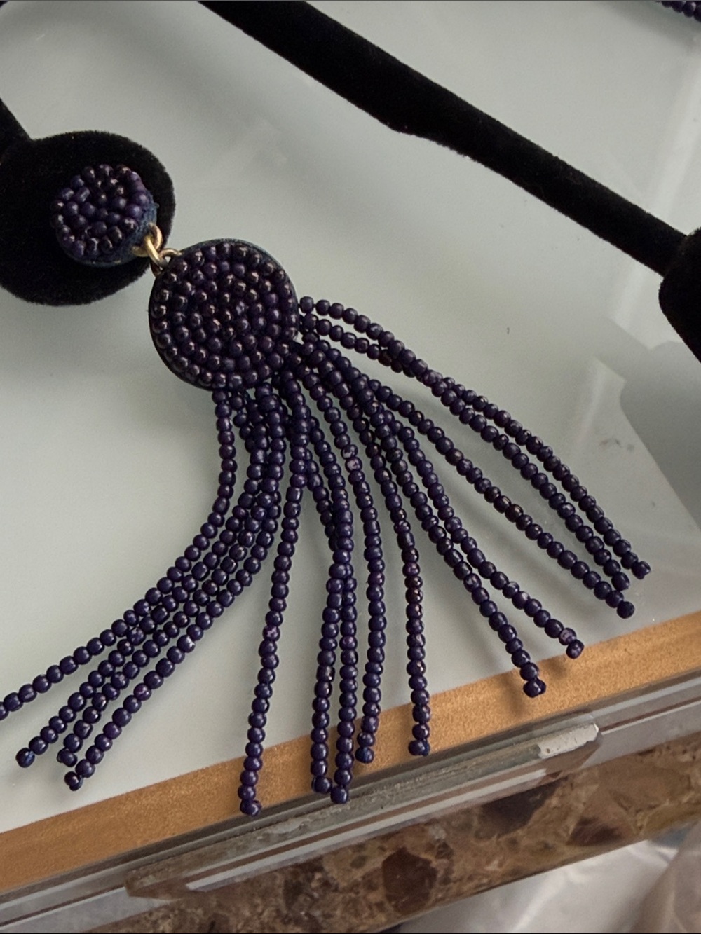 JCrew pierced earrings tiny micro purple beads post style round set with beads - Picture 12 of 14
